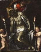 PALMA GIOVANE Christ supported by two cherubs supporting a Cero oil painting
